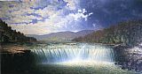 Falls Canvas Paintings - Falls of the Cumberland River Whitley County Kentucky by Carl Christian Brenner